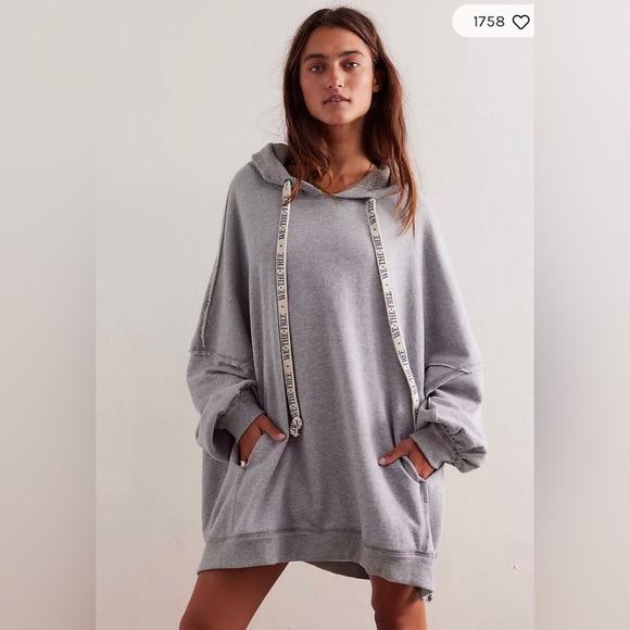 Free people We the Free We Hoodie Grey, and Blue oversize NWT - Picture 2 of 4